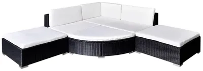 Immagine prodotto di Set Mobili da Giardino 6 pz con Cuscini in Polyrattan Nero