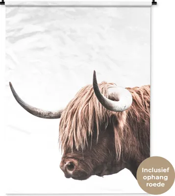 Produktbild von MuchoWow® Wandteppich Wandbehang Kuh - Schottisches Hochlandrind - Tiere 120x160 cm Tapisserie Dekoration Wandtuch - Wohnzimmer - Moderne