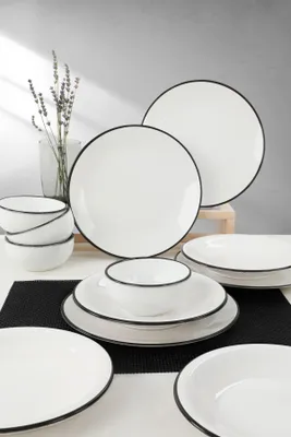 Immagine prodotto di Hermia Concept, TY040612F004AJ99300MAS1400, servizio da tavola, set di stoviglie in Vetroceramica (12 pezzi), bianco, gres ceramico, 26 x 26 x 3,7 cm