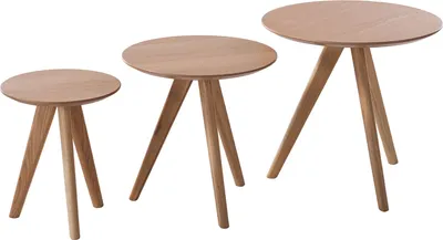 Produktbild von home24 Beistelltisch-Set - 3-teilig - Eiche Teilmassiv
