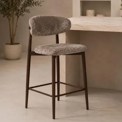 Produktbild von Milton & Oldbrook Chenille Niedriger Barhocker Vannes Braun - Walnuss