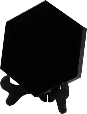 Productafbeelding van Obsidiaanspiegel van zwart obsidiaan - Zeshoekig - Waarzegger - Meditatie - Standaard (10 cm) - Zwarte