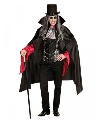 Produktbild von Vampir Gentleman Kostüm mit Cape und Weste für Halloween Größe: M/L