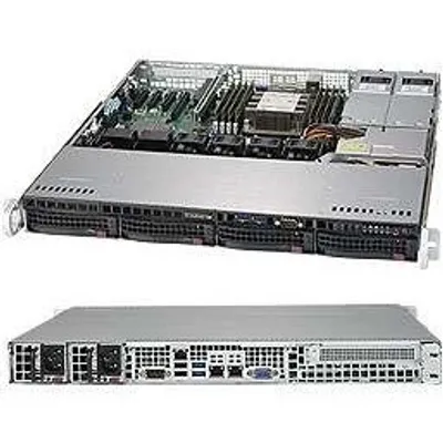 Obrázok produktu pre Supermicro CSE813MFTQC-R407CB, Rack (1U), Čierna, 4 ventilátor/ventilátory, SATA, Serial Attached SCSI (SAS), HDD & SSD, 400 W