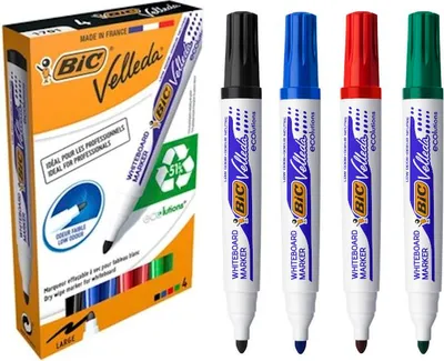 Image de Marqueur pour tableaux blancs BIC Velleda 1701 ECOlutions, étui de 4 pièces
