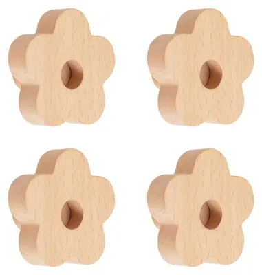 Image de Solidchoice - Ensemble de 4 boutons en bois en forme de fleur pour poignées de meubles