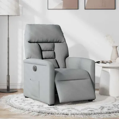 Image de vidaXL Fauteuil relax électrique gris clair Tissu