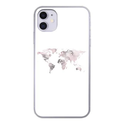 Produktbild von MuchoWow® Handyhülle Schutzhülle Hülle für iPhone 11 Weltkarte - Marmor - Grau Silikon Softcase Handy Hülle - Handytasche