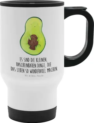 Produktbild von Mr. & Mrs. Panda Thermobecher Auto Avocado Kern - Weiß - Geschenk, Avocadokern, Edelstahl Trinkbecher, Liebe, Pflanze, Spruch Leben, To Go, thermosbecher, Mit Motiv