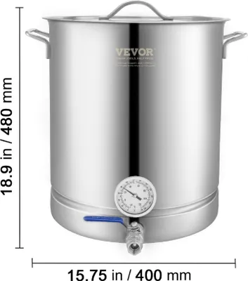 Immagine prodotto di VEVOR bollitore per birra Sistema per la produzione di birra 60,56 L set per la produzione di birra bollitore 400 x 480 mm, sistema per la produzione di birra in acciaio inox con doppio display della temperatura, sistema per la produzione di birra, adatto per birre, vini rossi ecc.