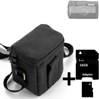 Produktbild von K-S-Trade Umhängetasche kompatibel mit OM System TG-7 Schulter Tasche Tragetasche Kameratasche Fototasche + 16GB Speicherkarte schwarz Schutzhülle