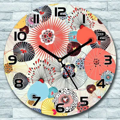 Produktbild von Wanduhr aus Glas Rund fi 30 Bunte Abstraktion Quarz Deko Schlafzimmer Büro