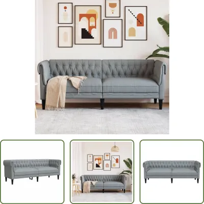 Produktbild von The Living Store Chesterfield-Sofa 3-Sitzer Hellgrau Stoff
