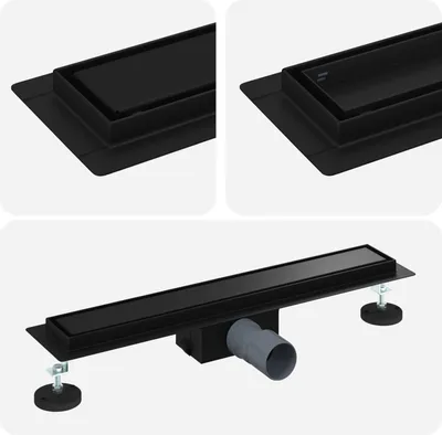 Obrázok produktu pre vidaXL 2 v 1 sprchový odtok čierny 60 cm nerezová oceľ 304