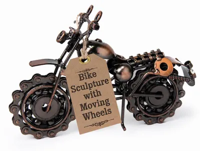 Metall-Skulpturen Scrambler Chopper Roadbike 4 Designs bronzefarben