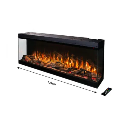Imagen del producto de Xaralyn Chimenea eléctrica empotrada - Fogo Forest 124 - disponible en todos los colores - 1500 vatios de potencia de calefacción - con mando a distancia - Chimenea tipo Cinewall - adecuada para televisores de 49 pulgadas