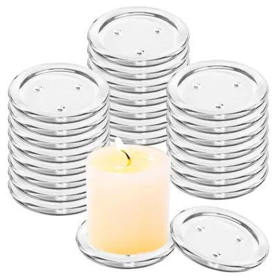 Image de Lot de 24 sous-verres en verre transparent pour bougies