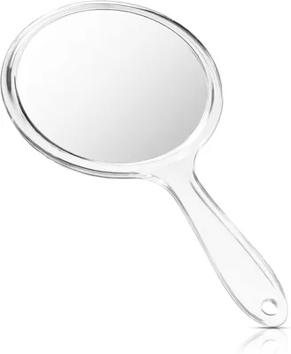 Produktbild von Doppelseitiger 1x/3x-Handspiegel mit abgerundetem Griff, transparent, für das tägliche Make-up von Frauen