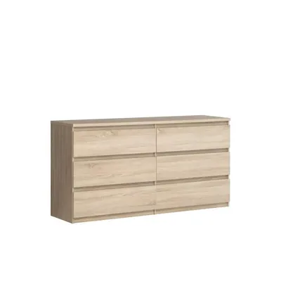 Produktbild von CHELSEA Kommode mit 6 Schubladen – Eichenfarbe – 154 x 42,2 x 79,9 cm