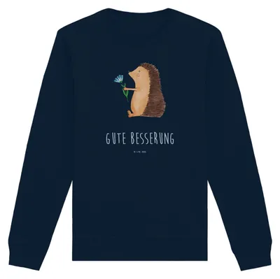 Produktbild von Mr. & Mrs. Panda Baumwoll Sweatshirt Igel Blumen Größe L - French Navy - Geschenk, Pullover, Krankenhaus, Krankheit, Gute Besserung, Genesungswünsche, Sweater, Pulli