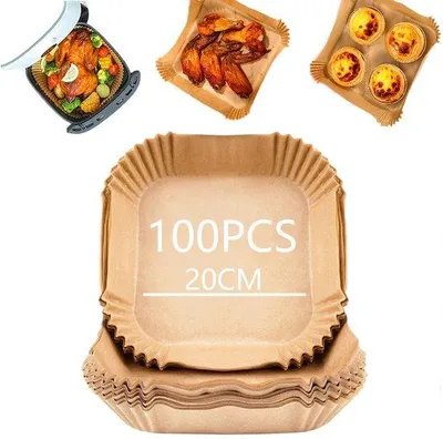 Produktbild von Airfryer Papier 100 Stücke quadratisch 20x4,5cm Grill