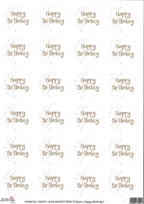 Produktbild von Sticker Aufkleber Design "Happy Birthday", 4cm, 24 Stück