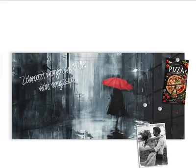 Produktbild von Magnettafel 100x50cm Pinnwand Whiteboard beschreibbar - Regenschirm im Regen
