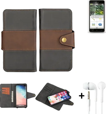 Produktbild von K-S-Trade Handyhülle Schutzhülle Bookstyle Wallet-Case kompatibel mit Emporia SMART.2 + earphones Bumper rundumschutz schwarz-braun 1x
