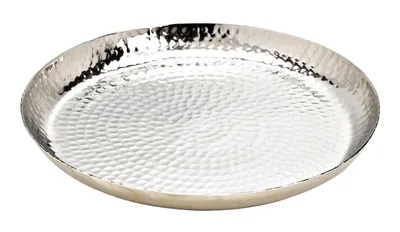 Produktbild von Teller silber Metallteller Deko Schale Hammerschlag Kerzenteller rund 37 cm