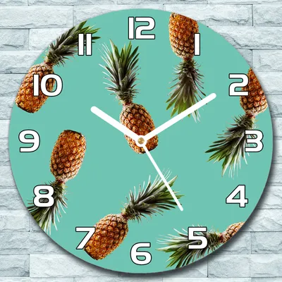 Produktbild von Wanduhr aus Glas Rund fi 30 Tropische Ananas Quarz Deko Schlafzimmer Büro