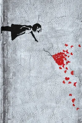 Produktbild von Mädchen Kunstdruck Bild - Mädchen Mit Luftballon Und Schmetterlingen, Banksy-Style (120 x 180 cm)