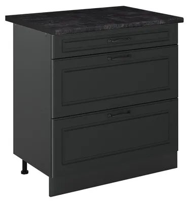 Zdjęcie produktu dla Szafka dolna do kuchni Vicco R-Line Antracyt wiejski/Antracyt 80 cm z 3 szufladami blat roboczy Antracyt, Model 72392