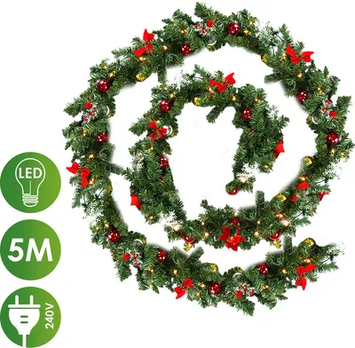 Produktbild von EINFEBEN Weihnachtsgirlande 5m, Tannengirlande mit 100 LED warmweiss inkl.Girlande Weihnachten, Deko Weihnachten Innen Außen IP44 (5 Meter langes Netzkabel) Weihnachtsgirlanden