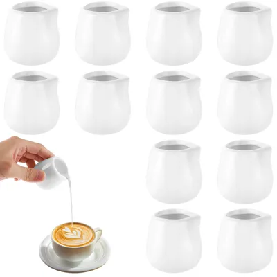 12 Mini-Melkkännchen aus Porzellan, 60 ml, Weiß