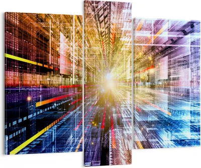 Produktbild von Bild auf Leinwand - Leinwandbild - Grafik Computer Raum Geometrie - 95x80cm - Wand Bild - Wanddeko - Leinwanddruck - Bilder - Kunstdruck - Wanddekoration - Leinwand bilder - Wandkunst - CB95x80-2350