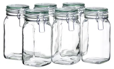 Immagine prodotto di Domestic 925341 Vaso per conserve 'Gothika', vaso per conserve, 1,45 l, con tappo girevole (set di 6)