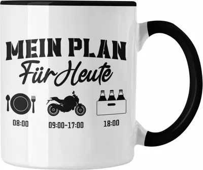 Produktbild von Trendation - Motorradfahrer Geschenk für Männer Motorrad Tasse Sprüche Kaffeetasse für Biker Herren (Schwarz)