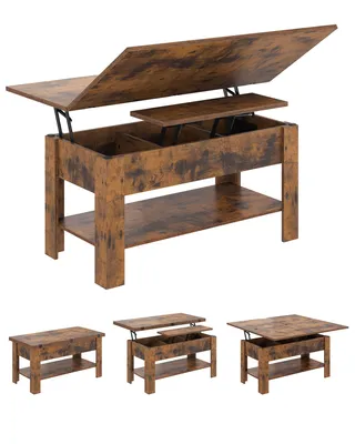 Produktbild von AODEMOKO Couchtisch Höhenverstellbar, 3-in-1-Multifunktions Coffee Table mit Versteckter Aufbewahrung, Braun