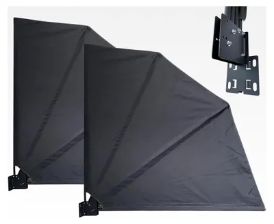 Produktbild von 2er Set Balkonfächer 115 x 115 cm Grau, Easy Mount Wandplatte, Sichtschutz Fächer Blickdicht, Windschutz Trennwand Wetterfest