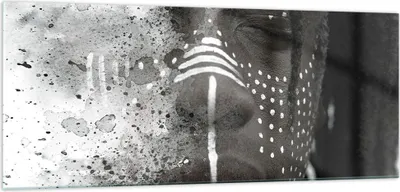 Produktbild von Bilder auf glas - Einteilig - Afrikanisch Autochthon Gesicht - 100x40cm - Glasbilder - Wandbilder - Bilder - Wanddekoration aus Glas - Glas Bilder - Wandbild auf Glas - GAB100x40-4788