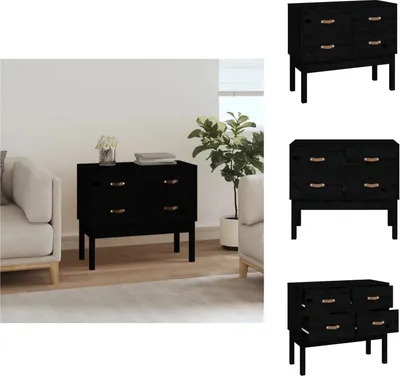 Productafbeelding van vidaXL Consolekast zwart, 90x40x78 cm, massief grenenhout - Dressoirs