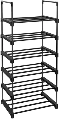 Produktbild von Schuhregal – 6 Ebenen – multifunktional – schwarzes Metall – 45 x 30 x 106 cm