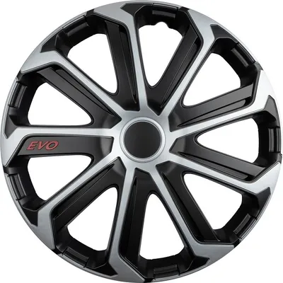 Produktbild von Radkappen EVO 14" schwarz & silber aus ABS für Stahlfelgen