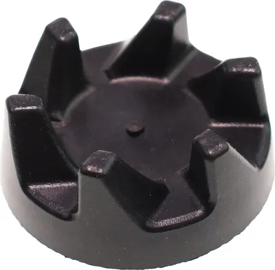 A black blender coupling part is shown from a slightly elevated angle against a white background.