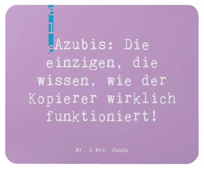 Produktbild von Mr. & Mrs. Panda Mousepad Spruch Auszubildende Kopierer - Lavendeltraum - Geschenk, Mauspad, Berufspassion, Technik, Berufstraining, Berufsliebe, Mouse Pad, pc, Bürohumor