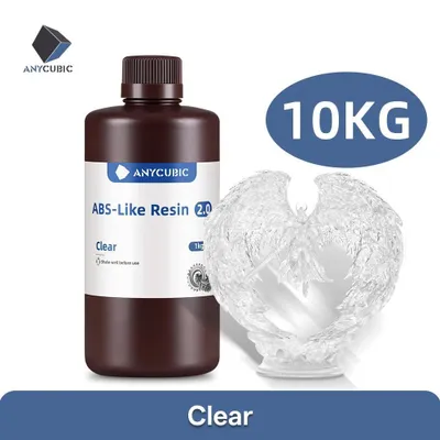 Produktbild von Fotopolymerharz für 3D-Drucker - ABS-ähnliches Resin 2.0 - Schnelle Aushärtung - Hohe Zähigkeit - Hohe Präzision - LCD kompatibel - 10 kg - Transparent