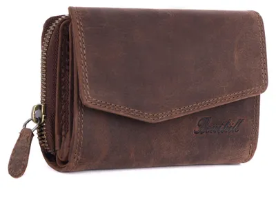 Produktbild von Benthill Damen Geldbörse Echt Leder - Portemonnaie mit RFID Schutz - Portmonee viele Kartenfächer - Echtleder Vintage Damenbörse inkl. Geschenkbox