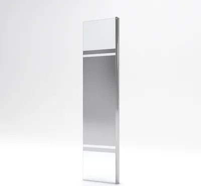 Image de Volet pivotant pour paroi de douche fixe - 40x200cm - Verre 6mm avec bande miroir - Profile Chromé
