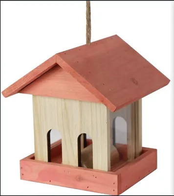 Produktbild von Muntel Vogelhaus, wetterfest aus robustem Holz, Futterhaus für Vögel, Rustikales Design für Garten & Balkon (Grau)