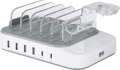 Immagine prodotto di Stazione di ricarica USB DELTACO, 4xUSB-A, 2xUSB-C, 50W - Bianco